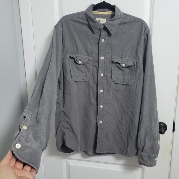 LEE DUNGAREES Grey Corduroy Button Up Shirt - Picture 2 of 8